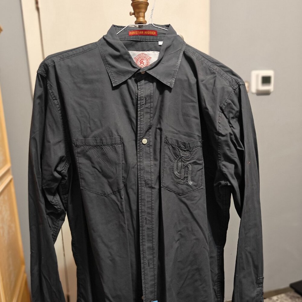 Christian Audigier Mens Gray Dress/Casual Long Sleeve Shirt Size XL